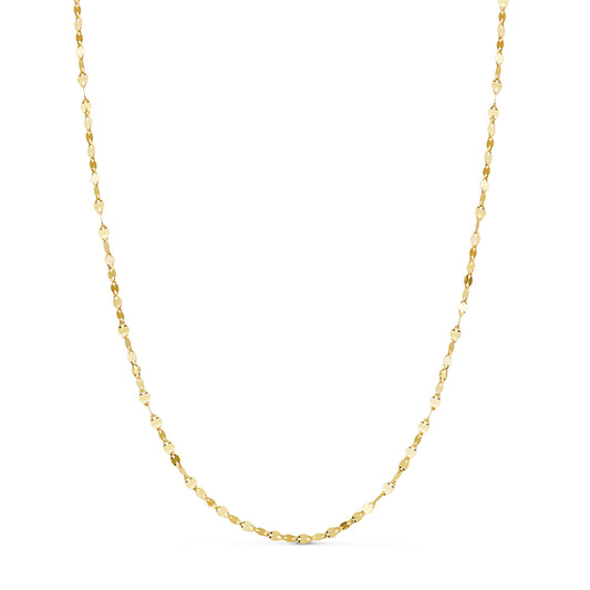 18K CADENA ORO AMARILLO MACIZA DIAMANTADA BRILLO. ANCHO: 2 MM. LARGO: 40 CM. CIERRE REASA