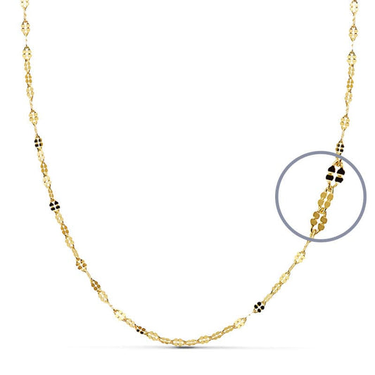 18K CADENA MACIZA ORO AMARILLO DIAMANTADA 50CMX1.5.