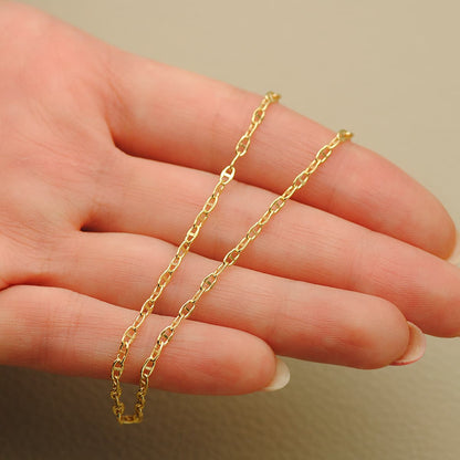 18K CADENA ORO AMARILLO ANCLA HUECA LARGO 45CM ANCHO 2 MM