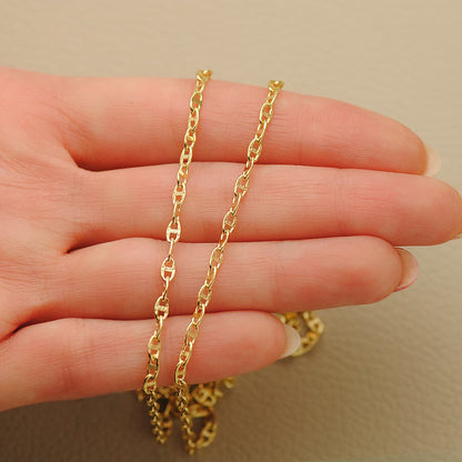 18K CADENA ORO AMARILLO ANCLA HUECA LARGO 50CM ANCHO 2.5 MM