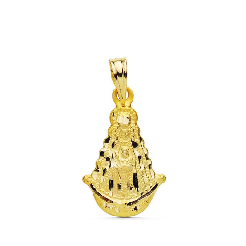 18K MEDALLA ORO AMARILLO VIRGEN DEL ROCIO SILUETA 20X15 MM