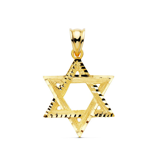 18K COLGANTE ORO AMARILLO ESTRELLA DE DAVID 23X20 MM