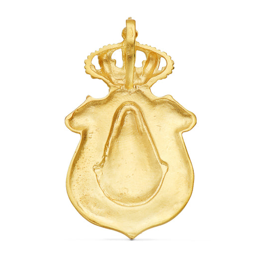 18K COLGANTE ORO AMARILLO ESCUDO V. DEL ROCIO HUELVA 46X25 MM