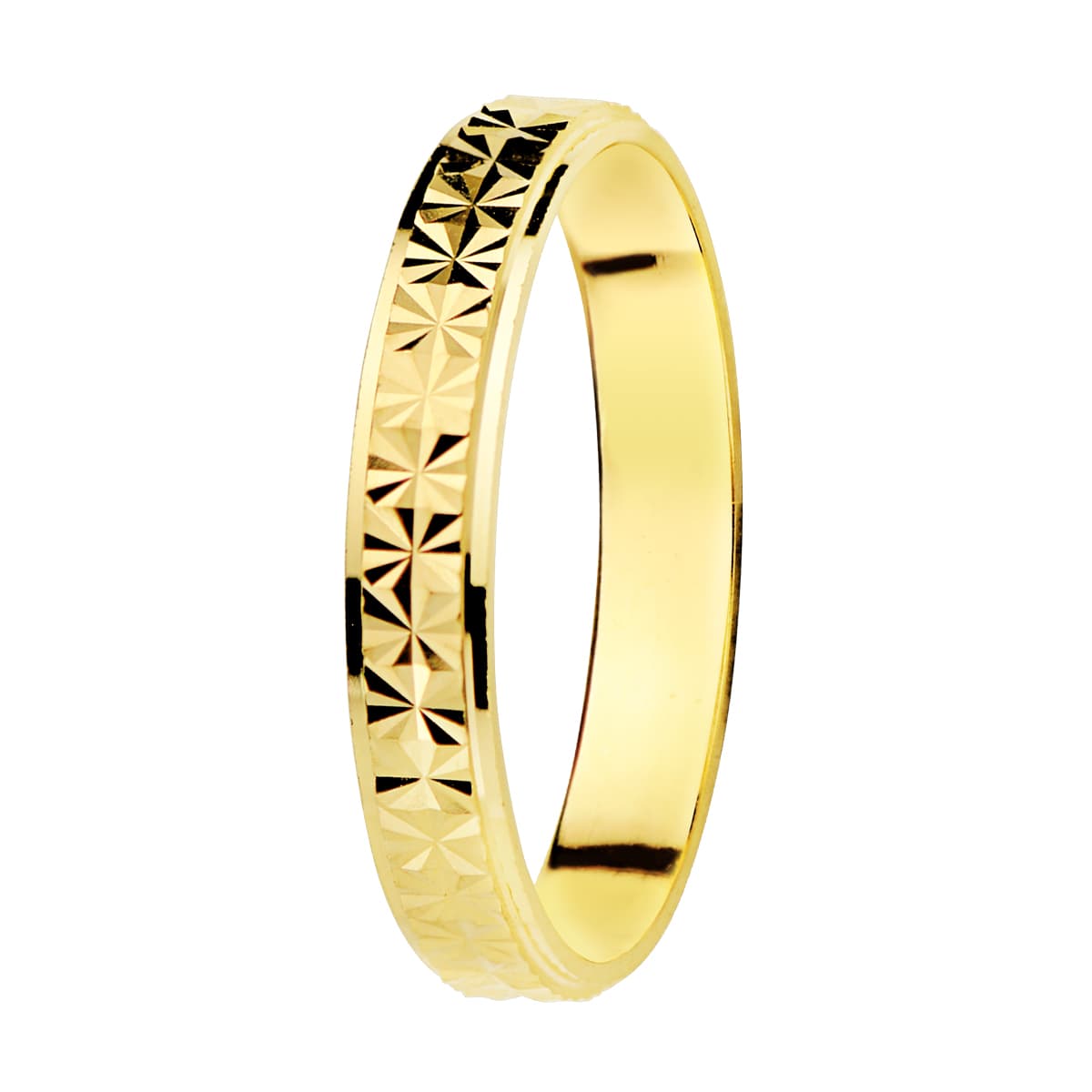 18K ALIANZA ORO AMARILLO DIAMANTADA. ANCHO: 3 MM