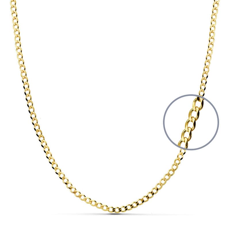 18K CADENA ORO AMARILLO BARBADA MACIZA 50CM ANCHO 2.75 MM