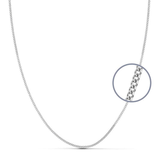 18K CADENA MACIZA ORO BLANCO BARBADA 1 MM 40CM