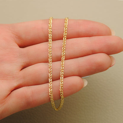 18K CADENA ORO AMARILLO ANCLA HUECA LARGO 45CM ANCHO 2 MM