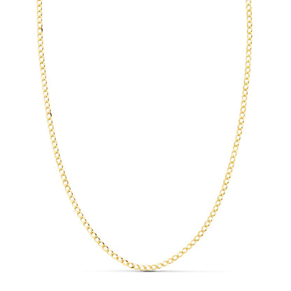 18K CADENA ORO AMARILLO BARBADA MACIZA LARGO 50CM ANCHO 1.5 MM