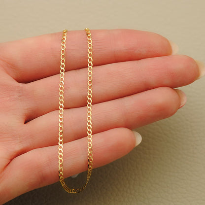 18K CADENA ORO AMARILLO BARBADA MACIZA LARGO 50CM ANCHO 1.5 MM