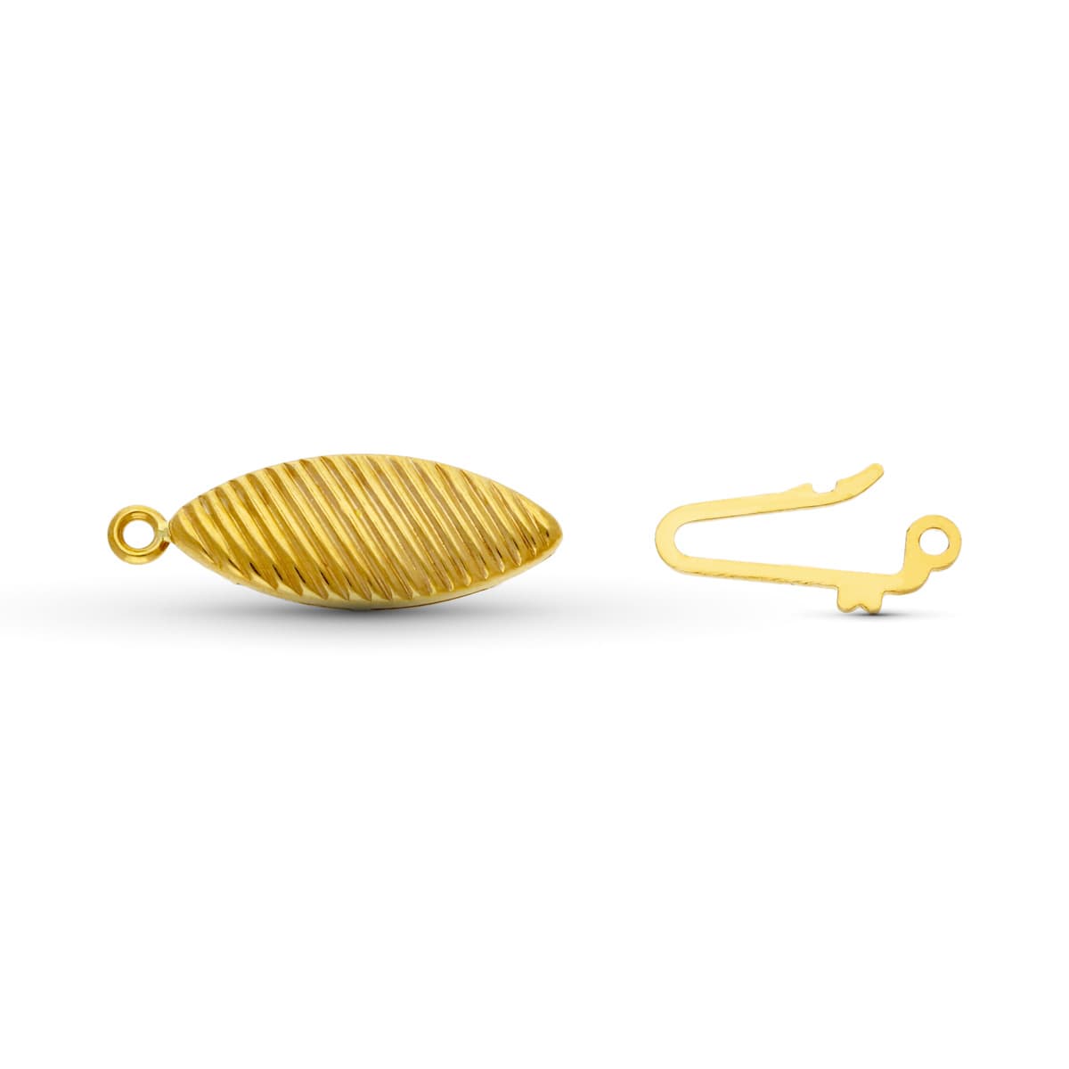 18K FORNITURA CIERRE BROCHE DE GARGANTILLA ORO AMARILLO GALLONEADO. 17X7 MM