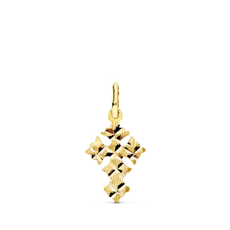 18K CRUZ ORO AMARILLO PEQUEÑA CANJAYAR. 13X8 MM