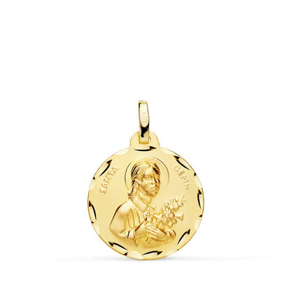 18K MEDALLA ORO AMARILLO SANTA GEMA TALLADA 18 MM