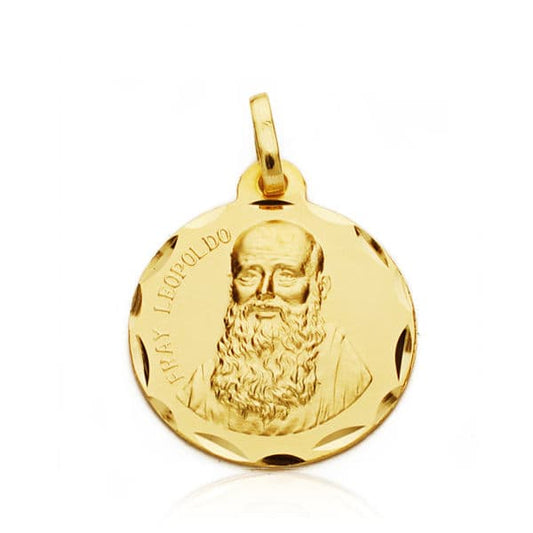 9K MEDALLA ORO AMARILLO FRAY LEOPOLDO 22 MM