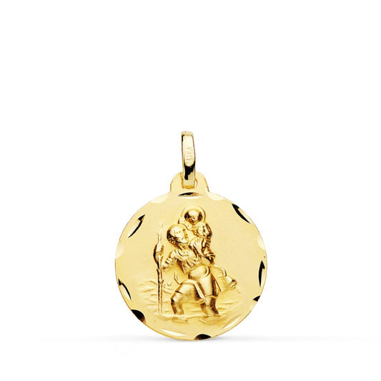 9K MEDALLA ORO AMARILLO SAN CRISTOBAL 18 MM