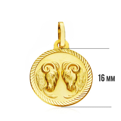 18K COLGANTE HOROSCOPO ORO AMARILLO ORO AMARILLO ARIES 16 MM