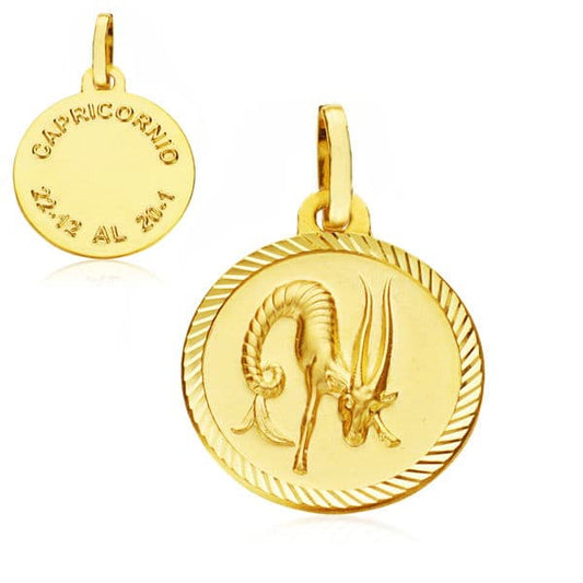 18K PLACA HOROSCOPO ORO AMARILLO CAPRICORNIO 16 MM