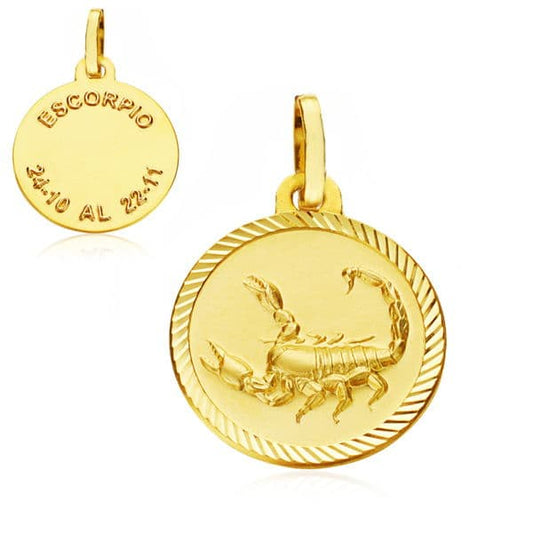 18K PLACA HOROSCOPO ORO AMARILLO ESCORPIO 16 MM