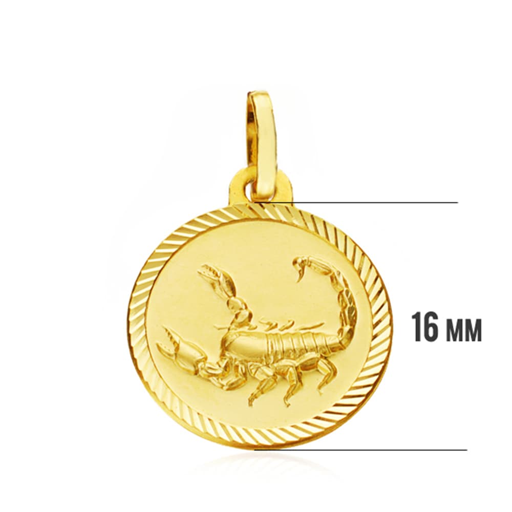 18K PLACA HOROSCOPO ORO AMARILLO ESCORPIO 16 MM