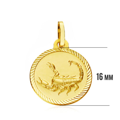 18K PLACA HOROSCOPO ORO AMARILLO ESCORPIO 16 MM