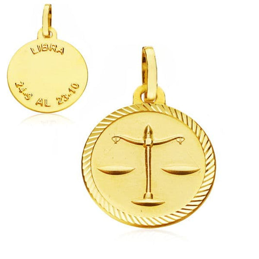 18K PLACA HOROSCOPO ORO AMARILLO LIBRA 16 MM