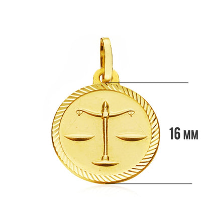 18K PLACA HOROSCOPO ORO AMARILLO LIBRA 16 MM