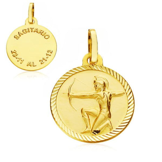 18K PLACA HOROSCOPO ORO AMARILLO SAGITARIO 16 MM