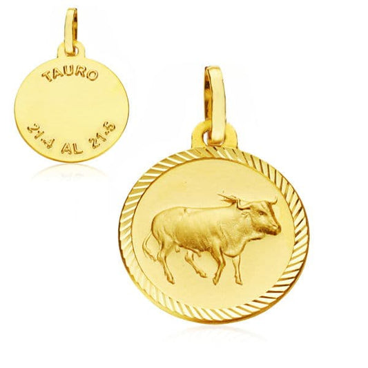 18K PLACA HOROSCOPO ORO AMARILLO TAURO 16 MM