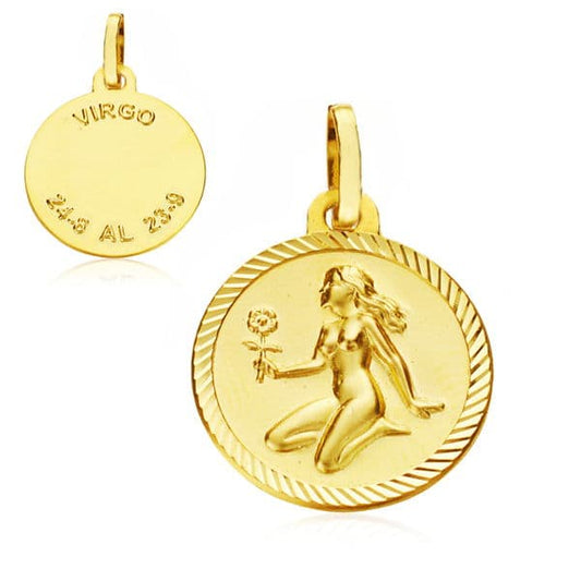 18K PLACA HOROSCOPO ORO AMARILLO VIRGO 16 MM