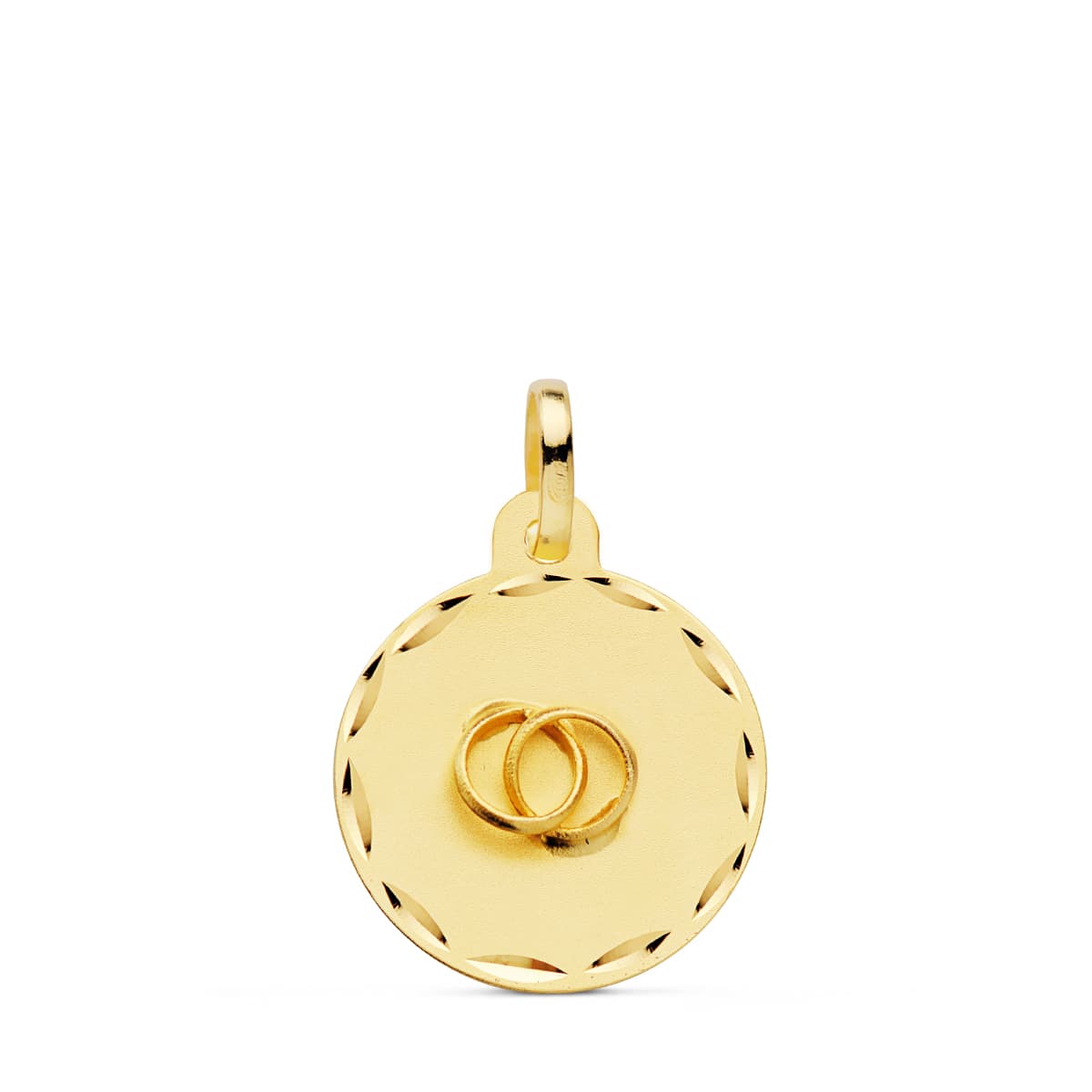 18K PLACA CHAPA DISCO ORO AMARILLO REDONDO ALIANZAS TALLADO 16 MM C. AMOR