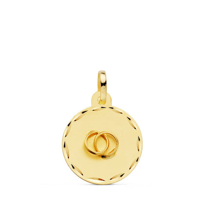 18K PLACA CHAPA DISCO ORO AMARILLO REDONDO ALIANZAS TALLADO 16 MM C. AMOR