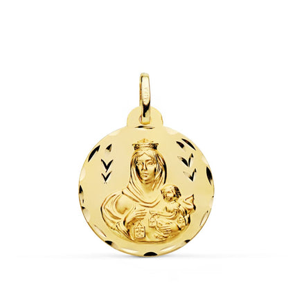 18K MEDALLA ORO AMARILLO TALLADA VIRGEN DEL CARMEN ORO AMARILLO 22 MM