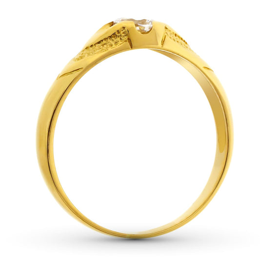 18K SOLITARIO ORO AMARILLO CADETE ANCHO 6 MM CIRCONITA 4 MM SIN FORRAR