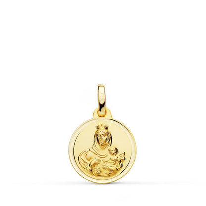 18K MEDALLA ORO AMARILLO VIRGEN DEL CARMEN BISEL 14 MM