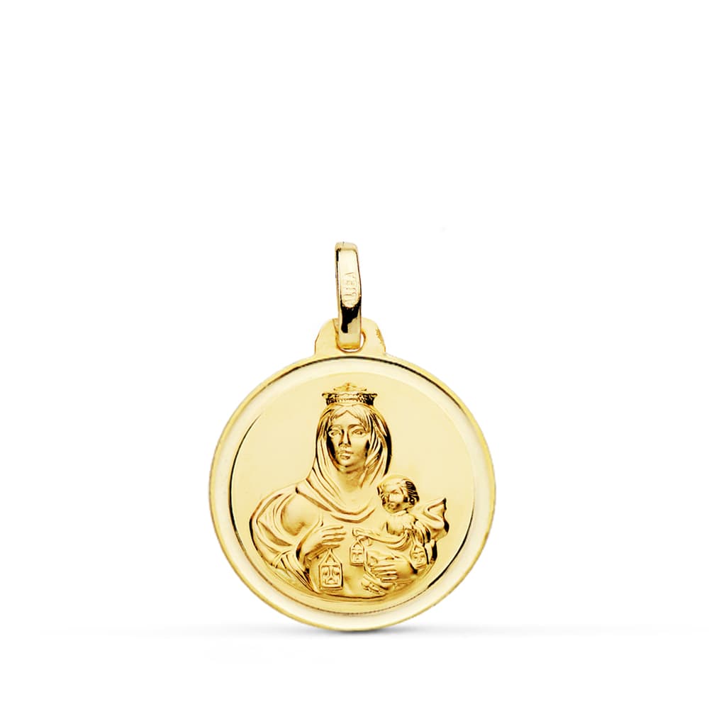 18K MEDALLA ORO AMARILLO VIRGEN DEL CARMEN BISEL 18 MM