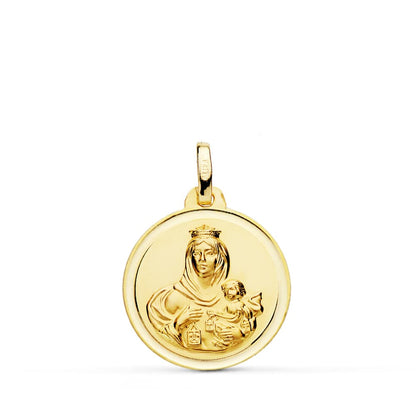 18K MEDALLA ORO AMARILLO VIRGEN DEL CARMEN BISEL 18 MM