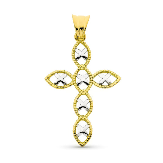 18K CRUZ ORO BICOLOR 36X23 MM