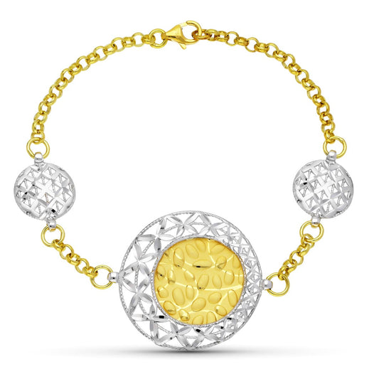 18K PULSERA ORO BICOLOR LASER