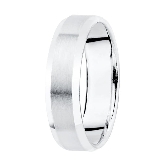 18K ALIANZA ORO BLANCO MATIZADA Y BORDES BRILLO. ANCHO: 5 MM