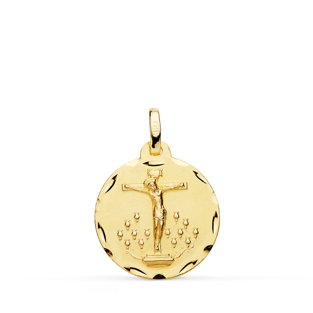 18K MEDALLA ORO AMARILLO CRISTO DE LA LAGUNA TALLADA 18 MM