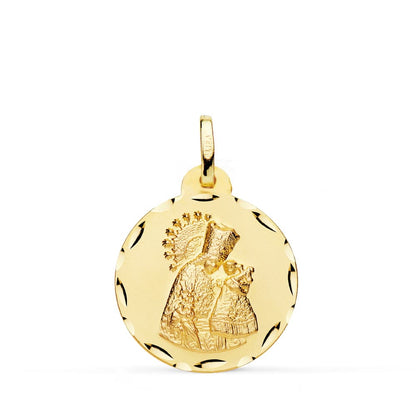 18K MEDALLA ORO AMARILLO VIRGEN DE LOS DESAMPARADOS TALLADA 20 MM