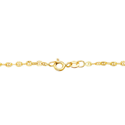 18K CADENA ORO AMARILLO FORZADA HUECA ESLABON TALLADO LARGO 45CM ANCHO 2 MM