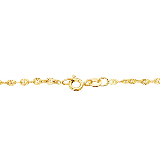 18K CADENA ORO AMARILLO FORZADA HUECA ESLABON TALLADO LARGO 45CM ANCHO 2 MM