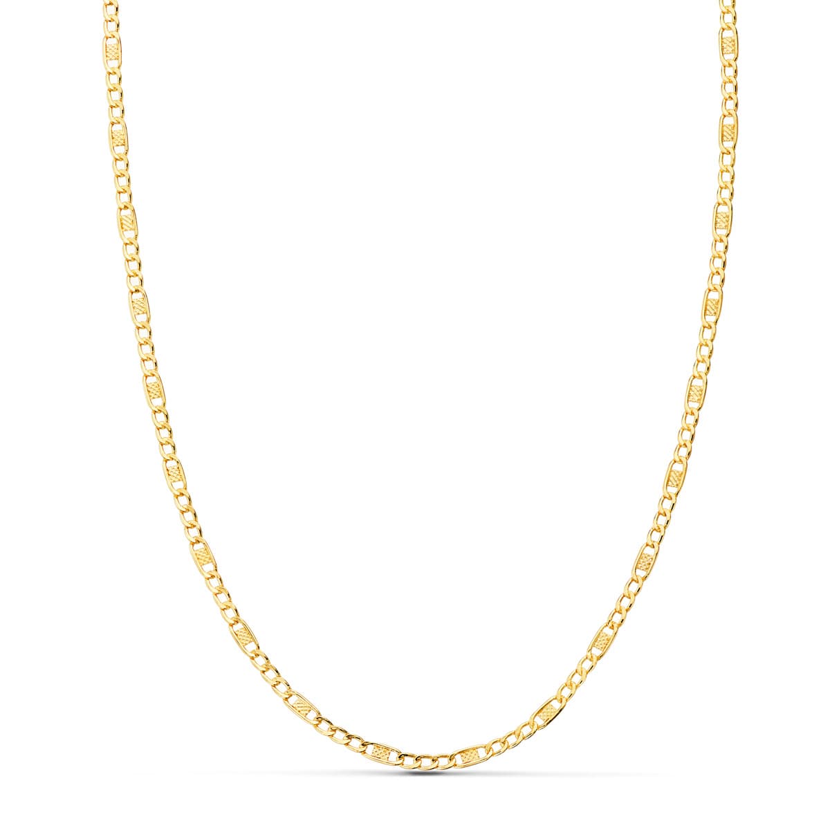 18K CADENA ORO AMARILLO COMBINADA HUECA 3X1. LARGO: 45CM. ANCHO 2 MM
