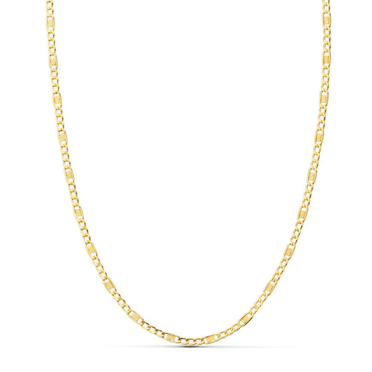18K CADENA ORO AMARILLO COMBINADA HUECA 3X1. LARGO: 45CM. ANCHO 2 MM
