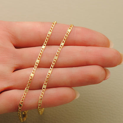 18K CADENA ORO AMARILLO COMBINADA HUECA 3X1. LARGO 50CM ANCHO 2 MM