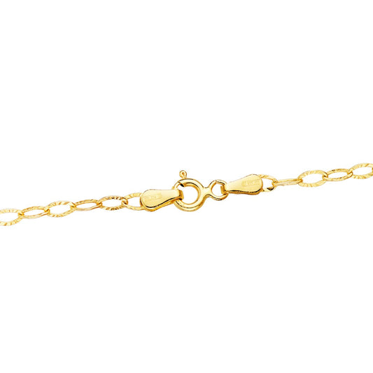 18K CADENA ORO AMARILLO FORZADA TALLADA HUECA LARGO 40CM ANCHO 2.5 MM