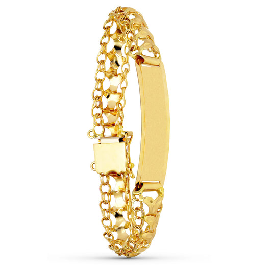 18K PULSERA ORO AMARILLO PRINCESA PLACA CHAPA