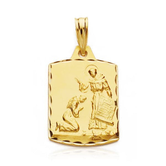 9K MEDALLA ORO AMARILLO BENDICION DE SAN FRANCISCO 21X13 MM TALLADO