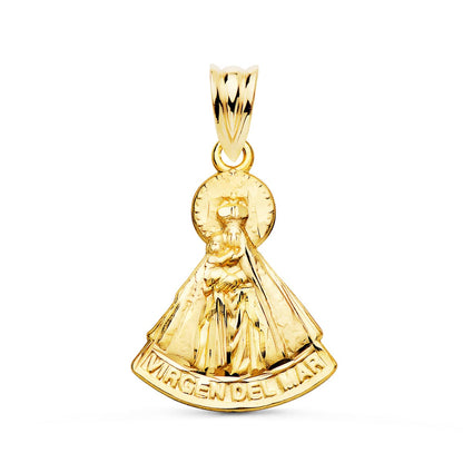 18K MEDALLA ORO AMARILLO VIRGEN DEL MAR SILUETA TALLADA 20X17 MM