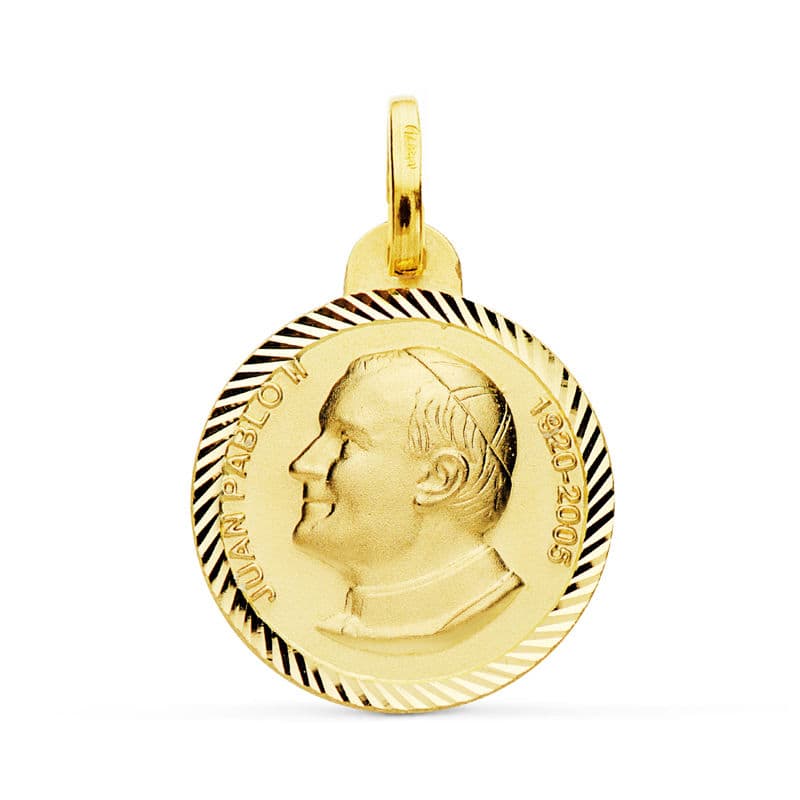 18K MEDALLA ORO AMARILLO SAN JUAN PABLO II 20 MM TALLA HELICE